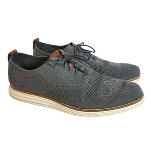 Cole Haan Grand Stitchlite Wingtip Oxford‎ Mens Gray Knit Leather Shoes 11M